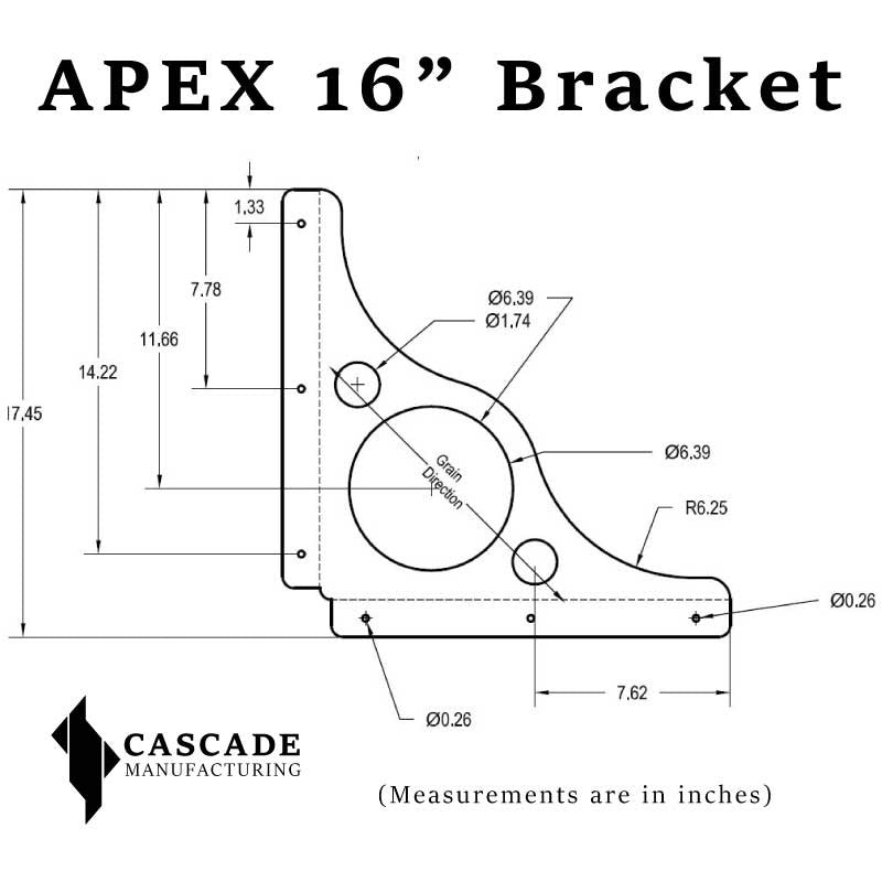 16 Inch Stainless Steel Shelf Bracket Schematic