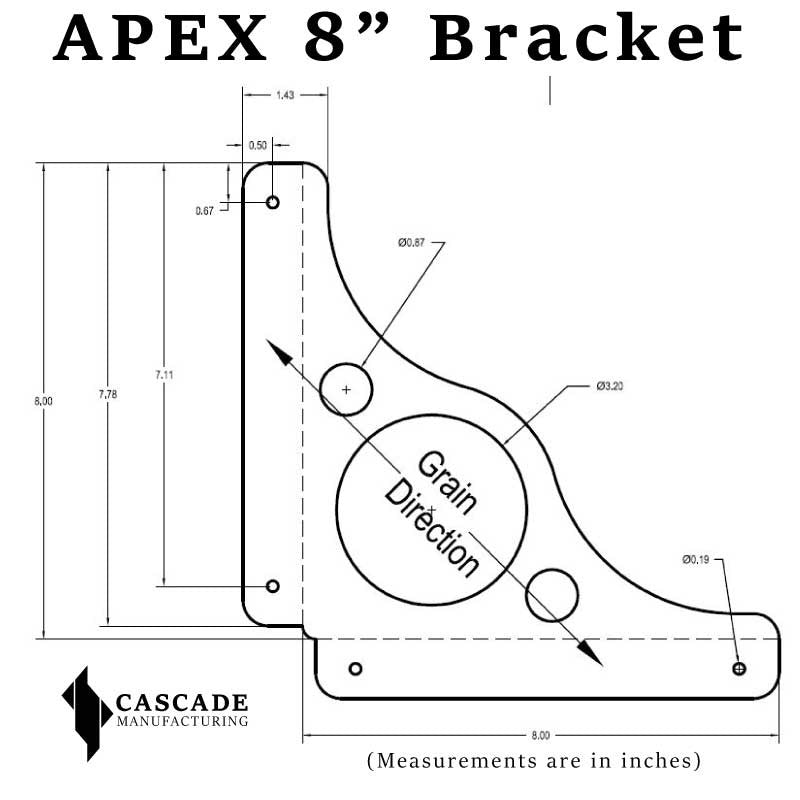 8 Inch Stainless Steel Shelf Bracket Schematic