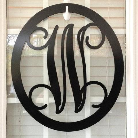 Large Monogram H Circle Door Hanger, 36 Raw Metal - Contemporary